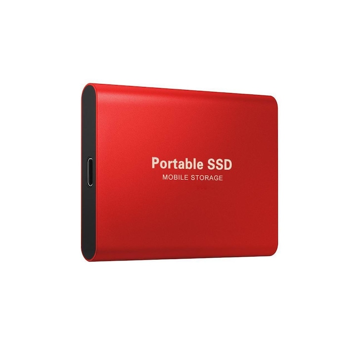 Външен хард диск SSD, Алуминиев, Преносим, USB 3.0, 1TB, Червен