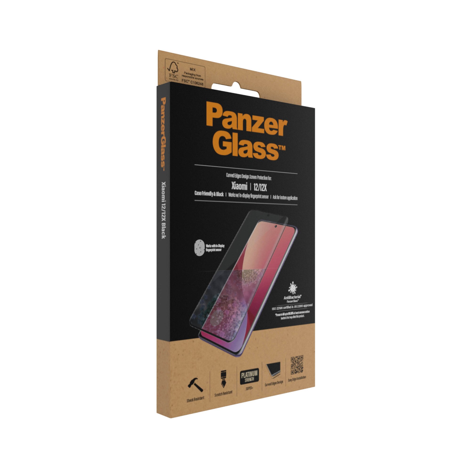 Protector de sticla PanzerGlass pentru Xiaomi 12/12x, pentru carcasa, negru, AB