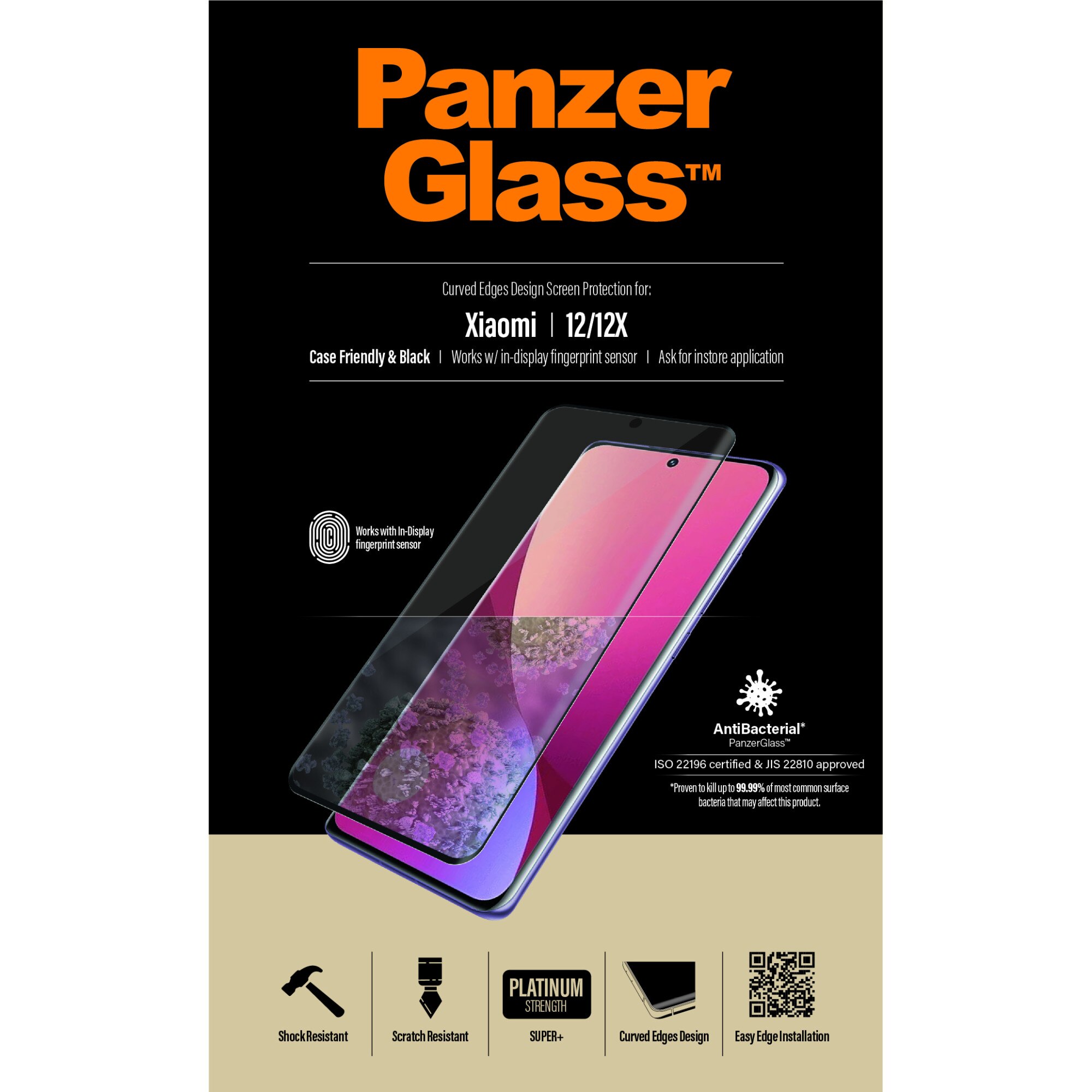 Protector de sticla PanzerGlass pentru Xiaomi 12/12x, pentru carcasa, negru, AB