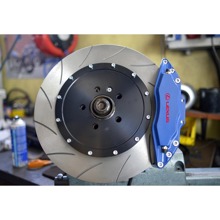 Set 4 stickere auto pentru etrier frana Lexus, 8x2 cm, Rosu