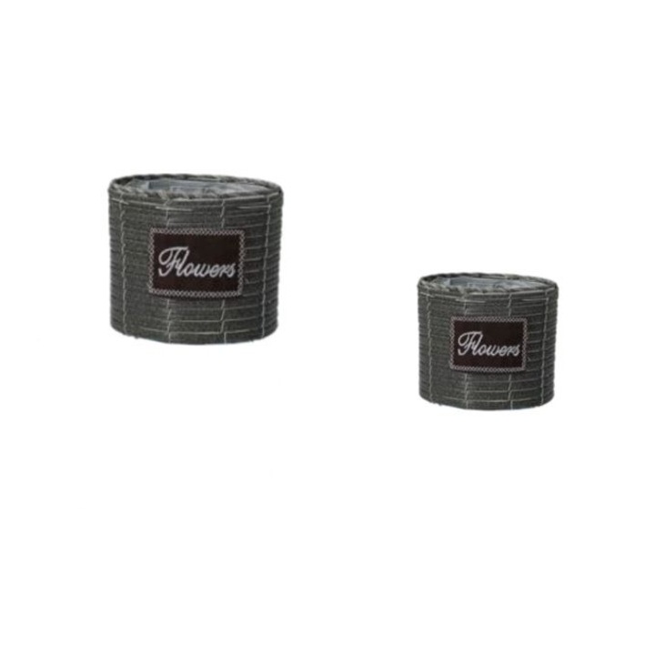 Set 2 cosuri depozitare, D' Topgrace, Ratan, 5/9.6L, Gri inchis