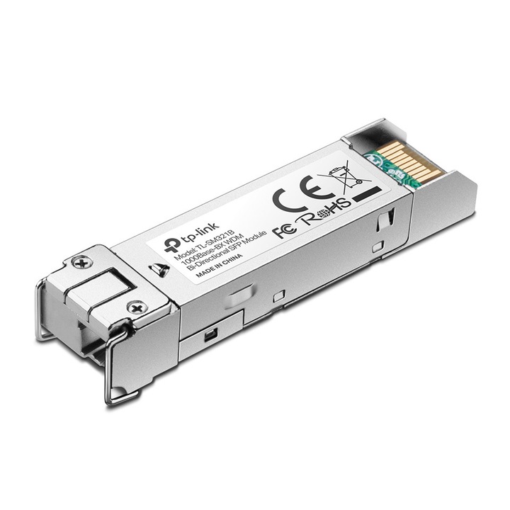 TP-Link Едномодов SFP модул TL-SM321B-2, LC конектор, 1000Base-BX WDM двупосочен, дължина на вълната TX:1310nm/RX:1550nm, до 2 km