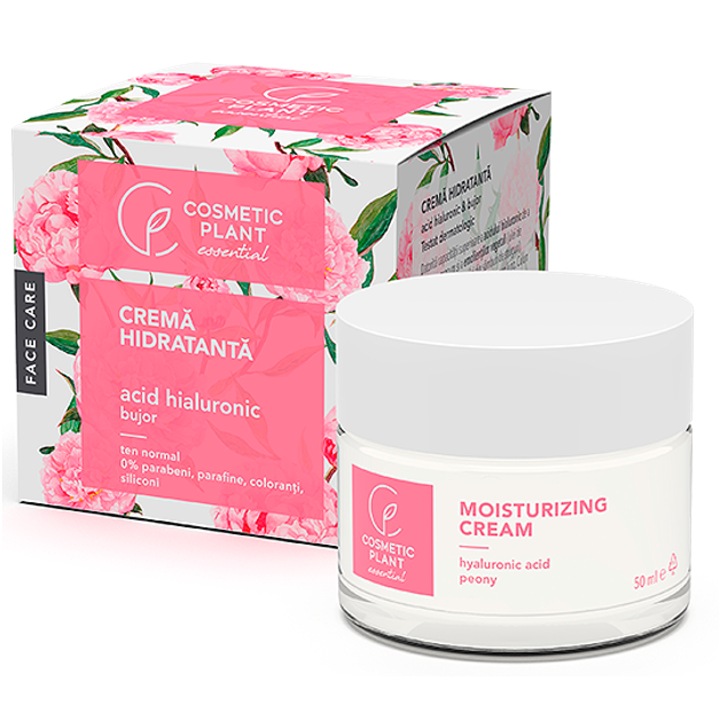 COSMETIC PLANT, Crema Hidratanta cu Acid Hialuronic si Bujor 50ml Face Care