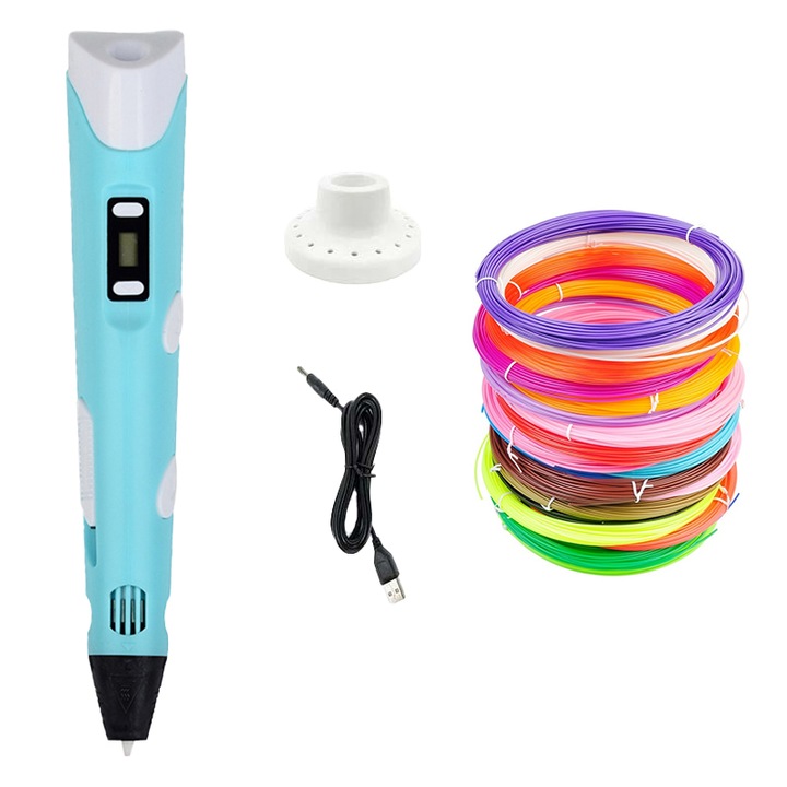 OEM 3D kék ceruza és 12 PLA filament készlet, 36 m, többszínű