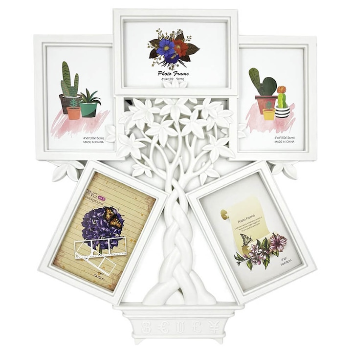 Rama foto colaj 5 poze model Money Tree, Createur, Alb, 44x38cm