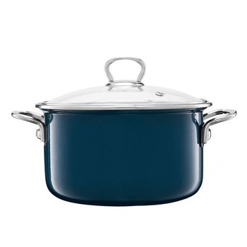 Oala cu capac, Emalia Olkusz Optimum, email, 24 cm/4.8 L, turcoaz