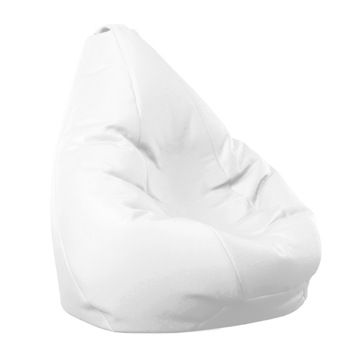 Пуф Pufrelax, круша за деца 4-14 г.,160л. Nirvana Light - Alb, Еко кожа, Пълнеж от полистиролни перли