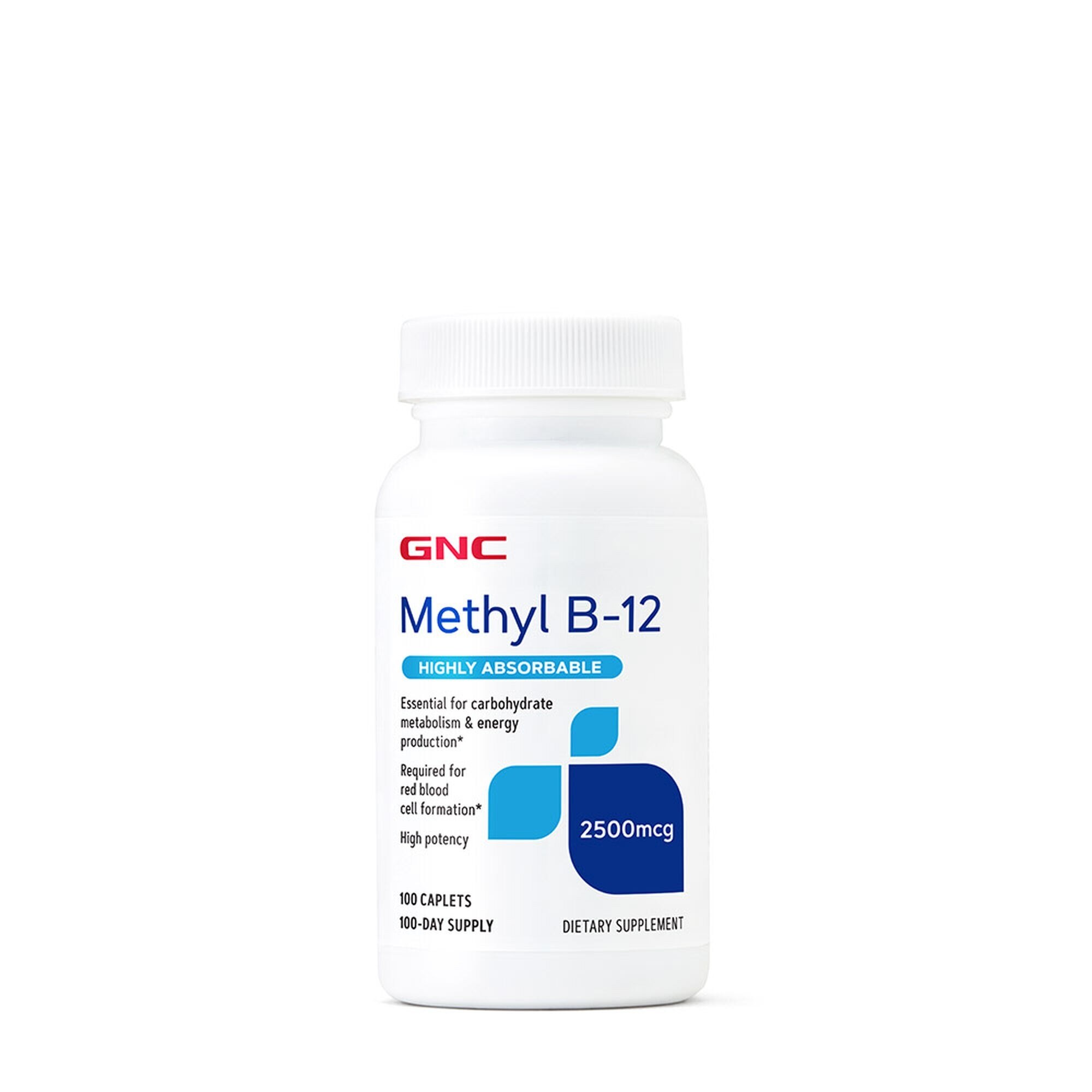 GNC Methyl B-12 2500mcg, Vitamina B-12 Metilcobalamina, 100 tb