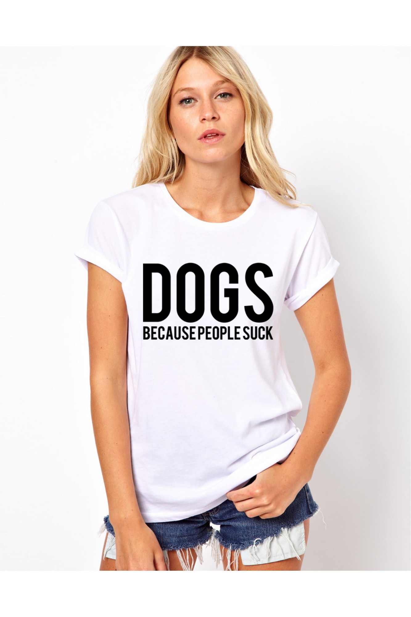 Tricou dama alb - DOGS