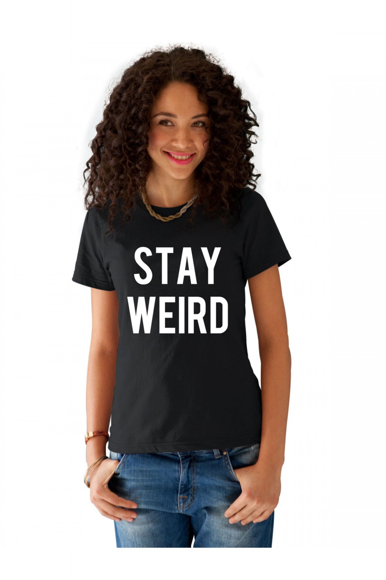 Tricou dama negru - Stay Weird, Negru
