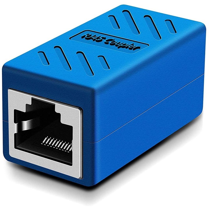 Set 3 adaptoare ethernet Parafasa, 2 x RJ45 mama, ABS, Albastru