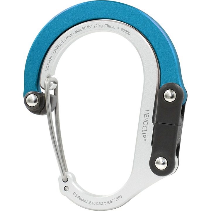 Карабина, Heroclip, Алуминий, Сребро/Синьо