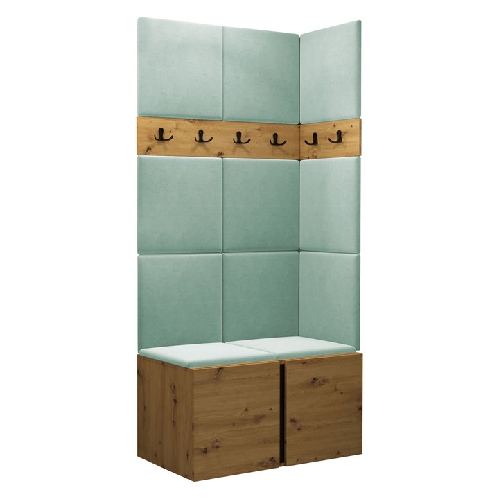 Mobilier pentru hol Tavasz I, MIRJAN24, artisan / menta, 46x84x186 cm