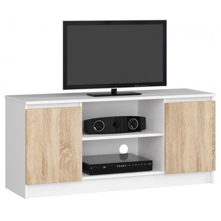 Comoda TV, Akord Furniture Factory, PAL, 120 x 55 x 40, Alb/Sonoma