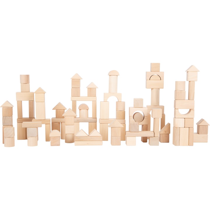 Építőkocka Natúr Fa 100