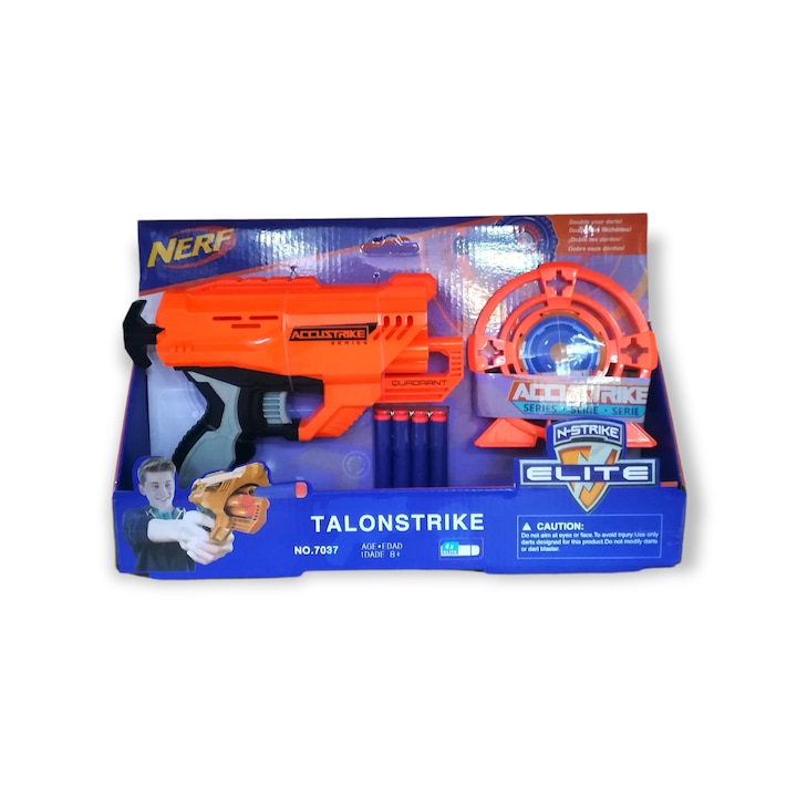 Gyermek Nerf puha golyós pisztoly, Céllal, Narancs, 8+