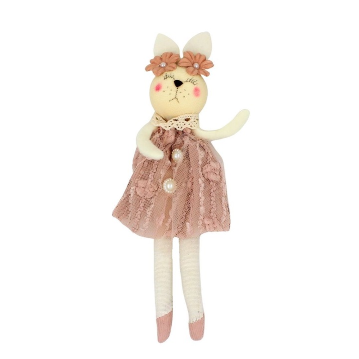 Декорация Домашно зайче Zooky в прашна розова рокля, 22 × 5 см