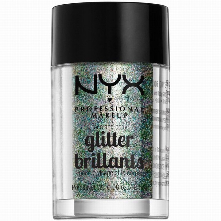 Sclipici pentru fata si corp NYX PM Face & Body Glitter 6 Crystal, 2.5 g