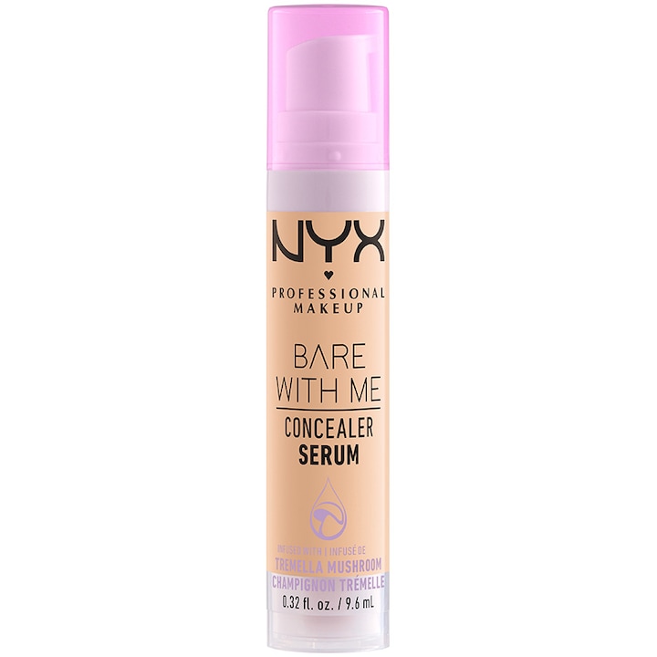 Corector cearcane si imperfectiuni NYX PM Bare with me Serum 4 Beige, 9.6 ml