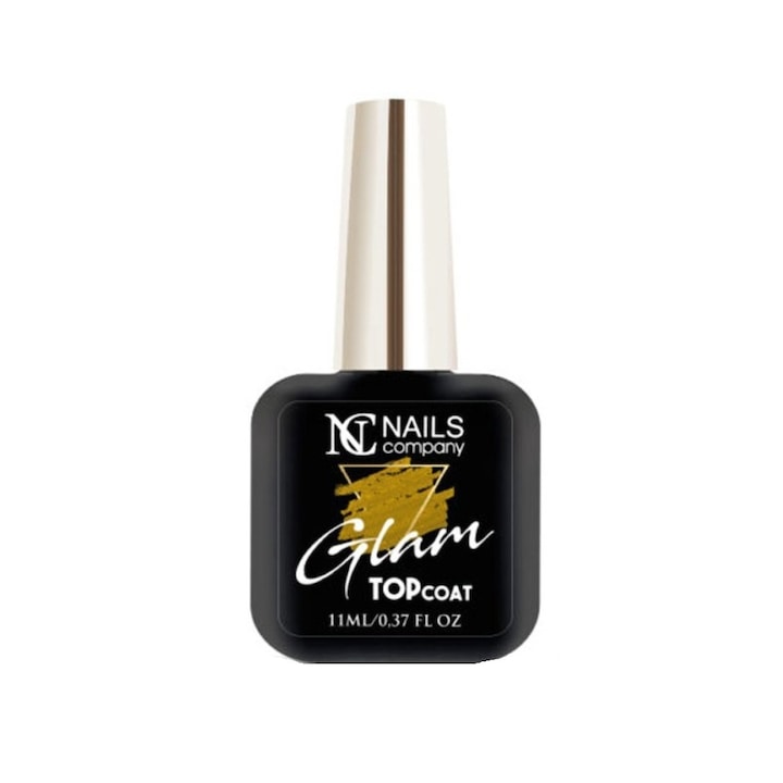 Top coat glam cu particule, Nails Company, 11 ml, Auriu