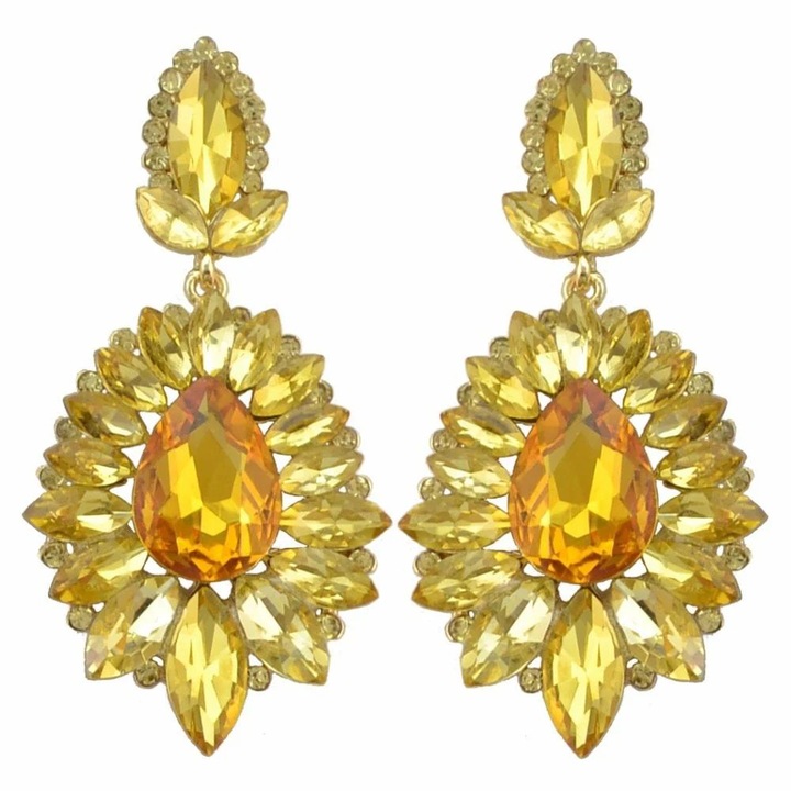 Cercei aurii, cu pietre galbene, Solvi C14, Pursehuit