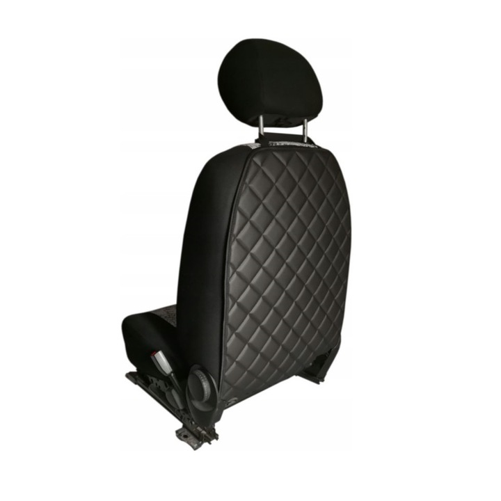 Protectie auto matlasata din piele ecologica, pentru spatarul scaunului din fata, lavabila, impermeabila, neagra, Metru Patrat