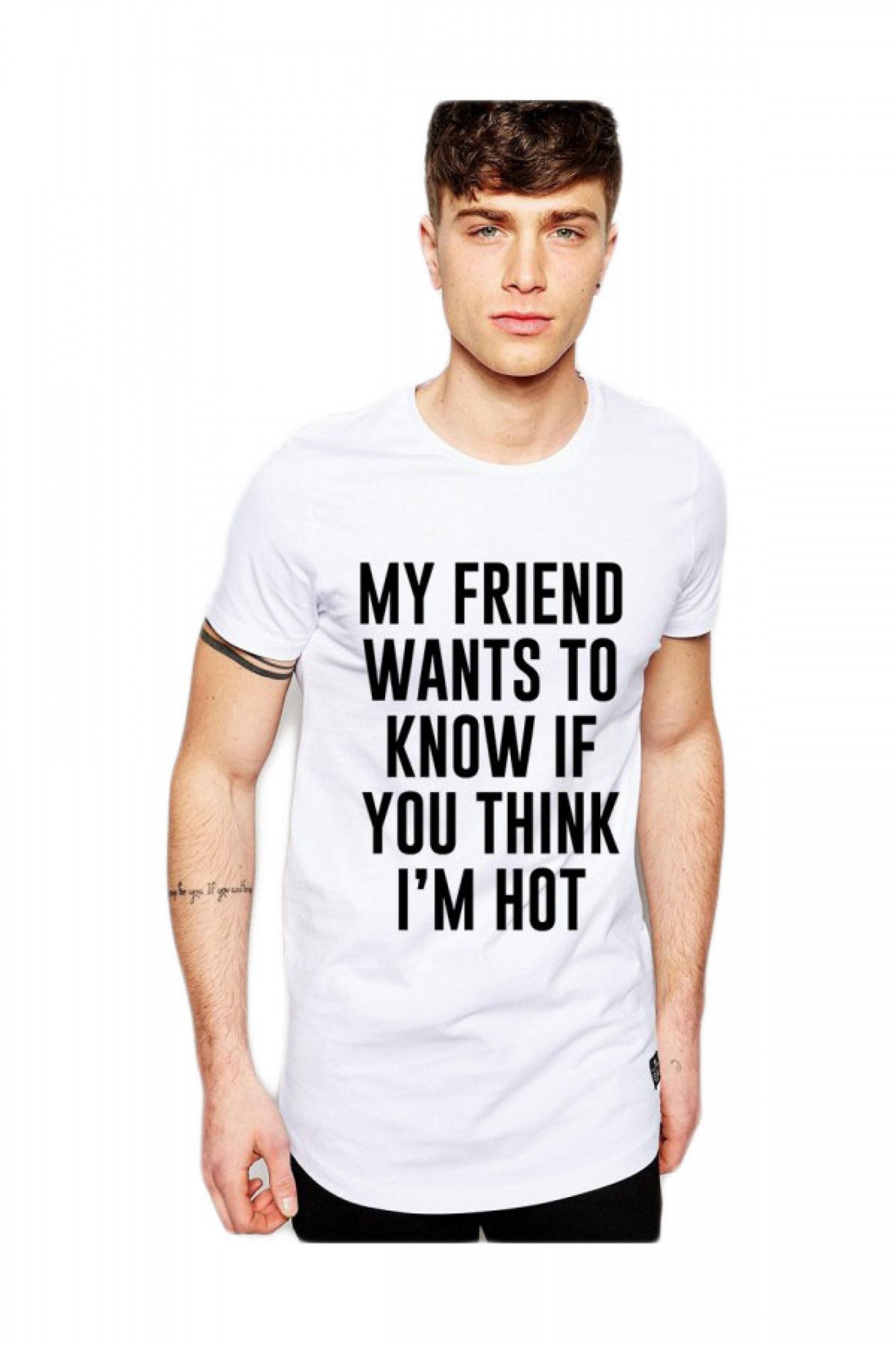 Tricou alb barbati - My Friend Wants To Know