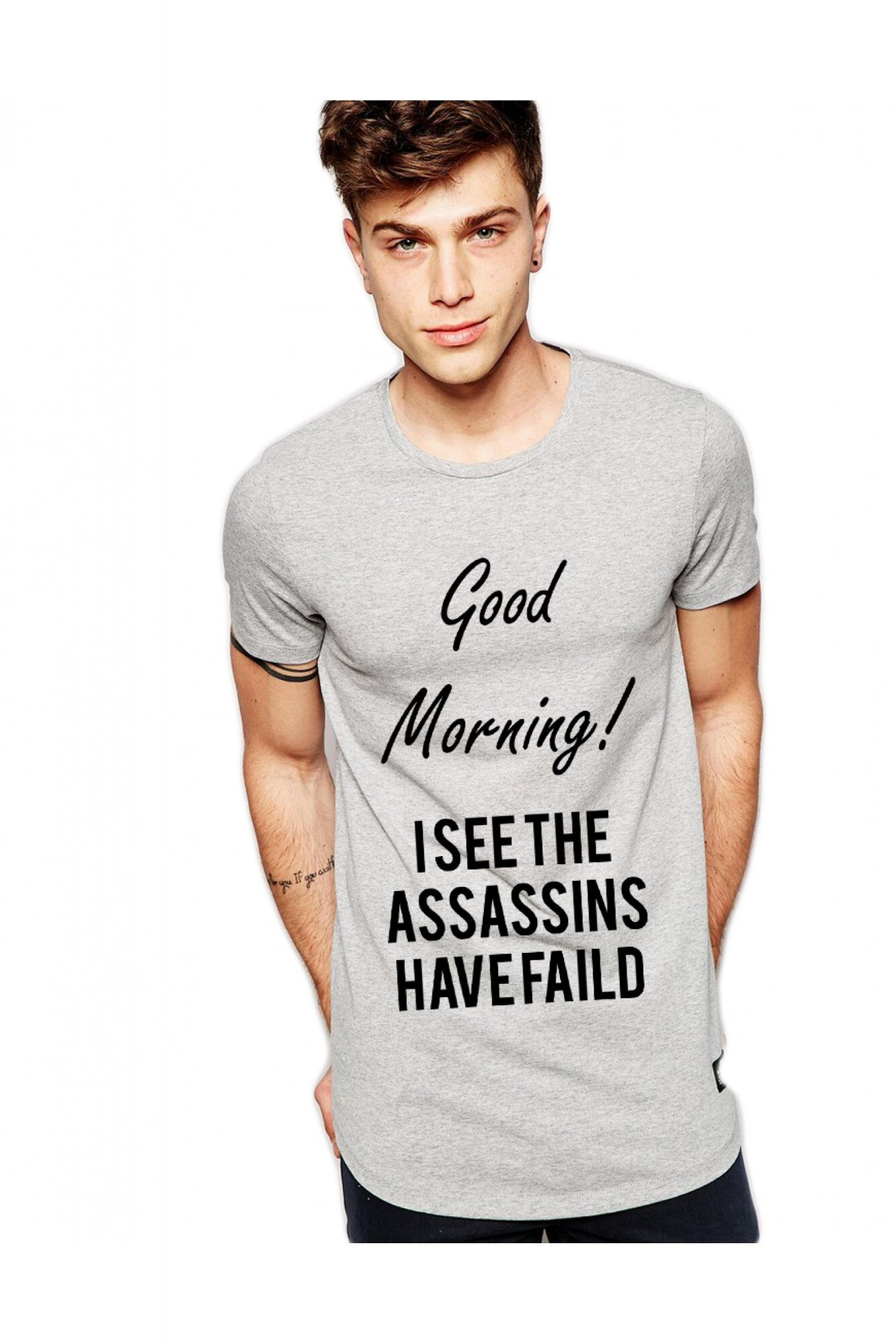 Tricou gri barbati - Assassins faild, Gri