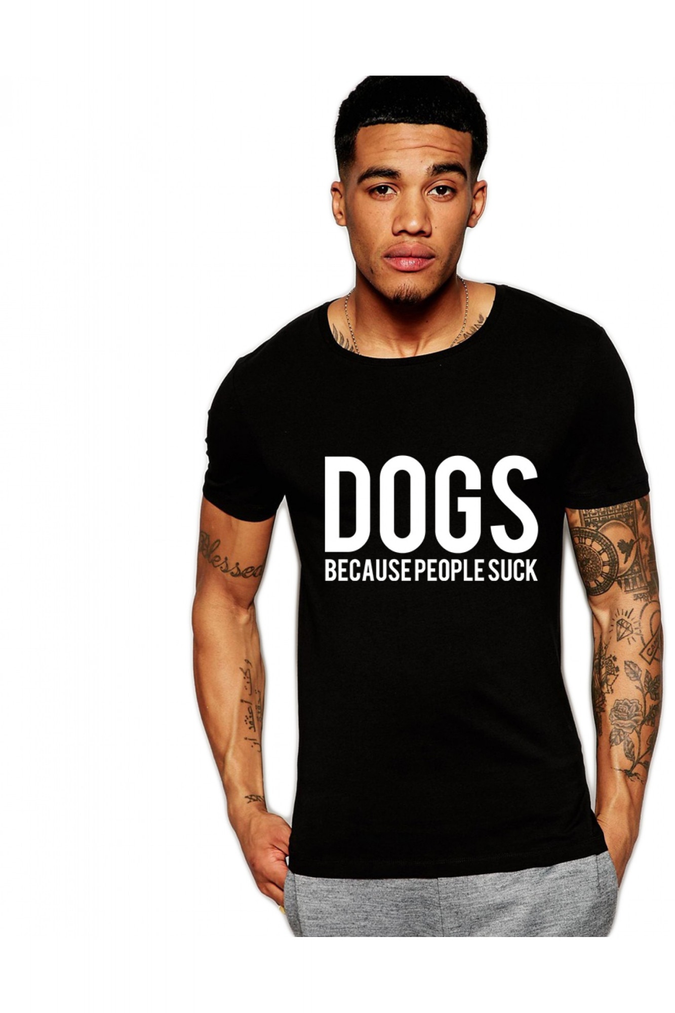 Tricou negru barbati - Dogs, Negru