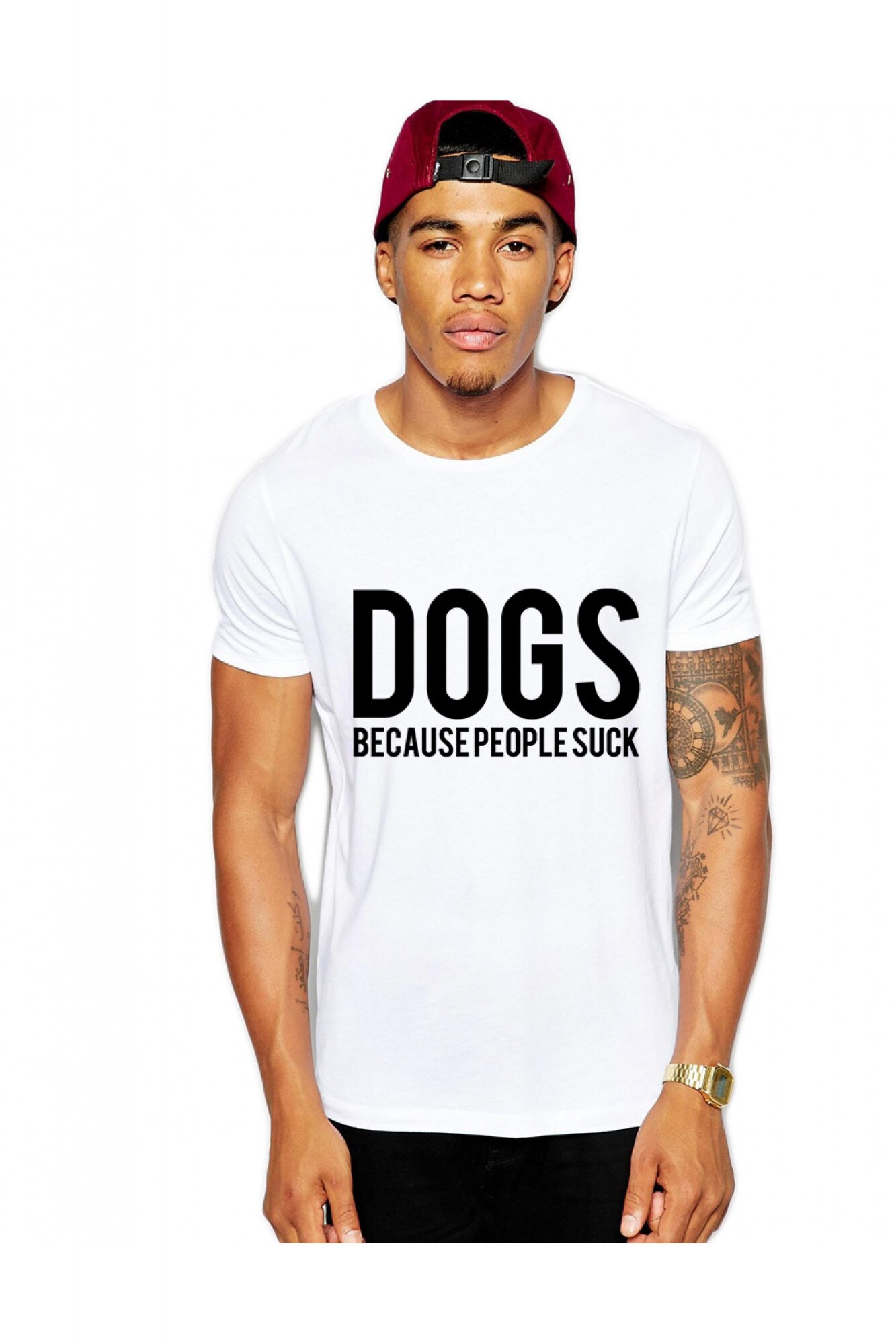 Tricou barbati alb - Dogs, Alb