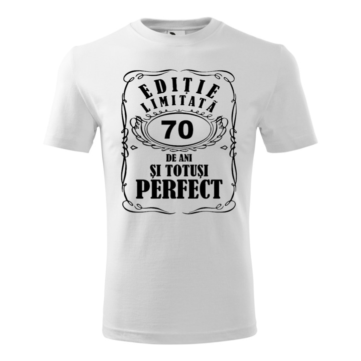Tricou Barbat, Personalizat "Editie limitata 70 ani si totusi perfect", Alb, Marime XXXL