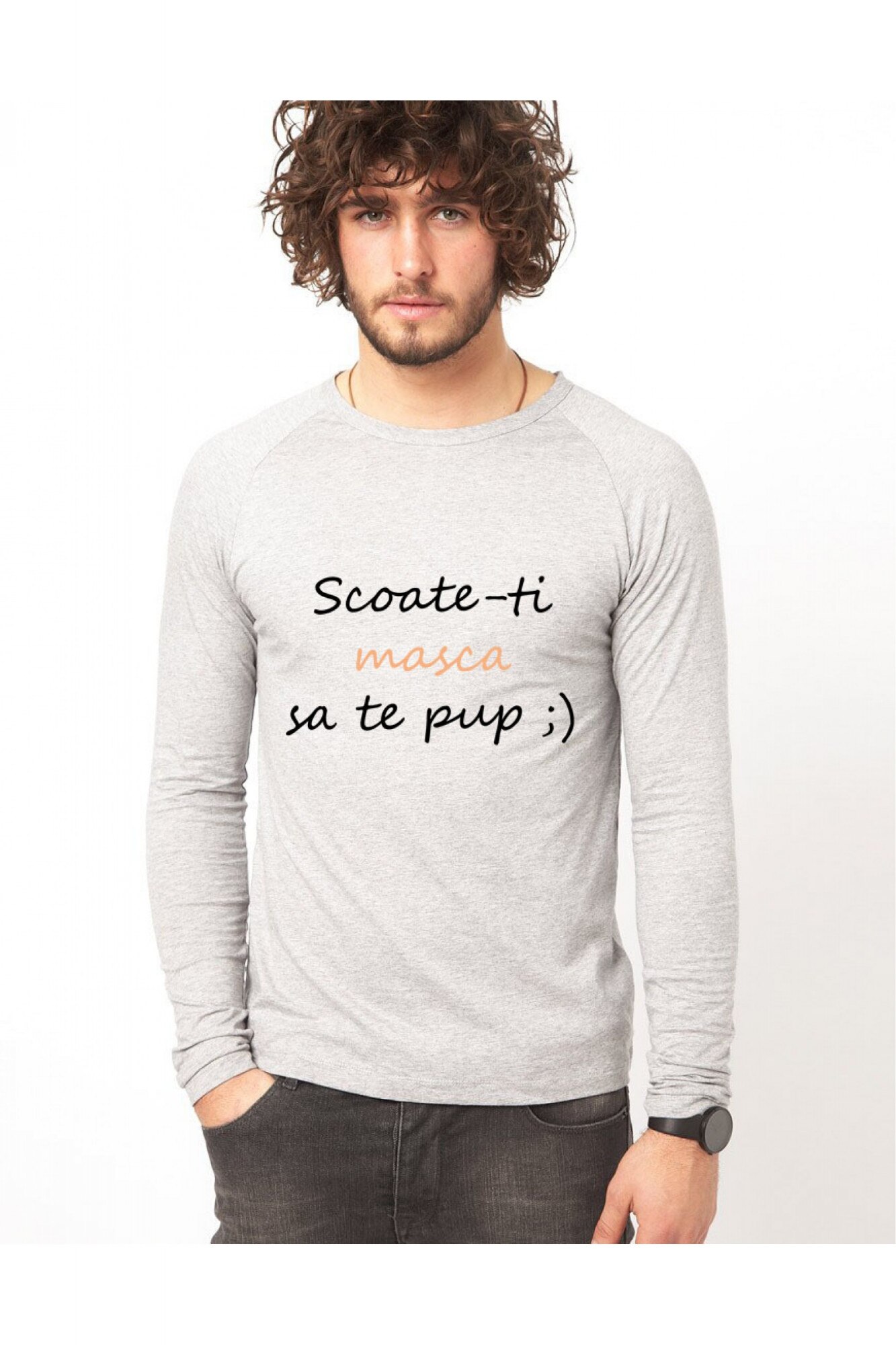 Bluza gri, barbati, Scoate-ti masca, M