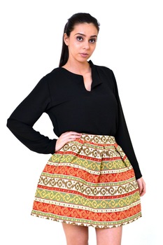 Fusta Motive Traditionale Romanesti crem model 3, Multicolor, L Fusta Motive Traditionale Romanesti crem model 3, Multicolor, L