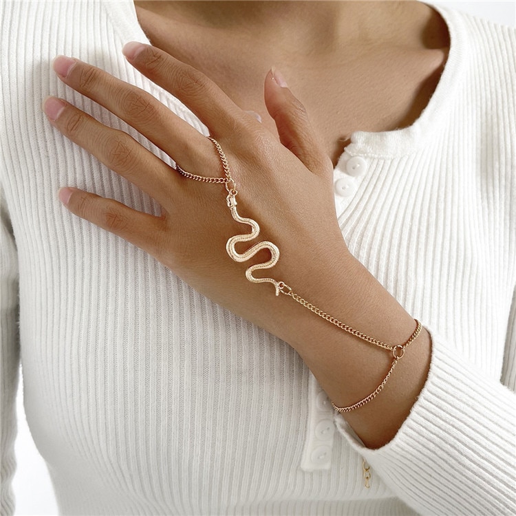 Effectively Target Liquefy Bratara arabeasca pentru mana cu inel, model sarpe, placata cu aur 18K,  auriu - eMAG.ro