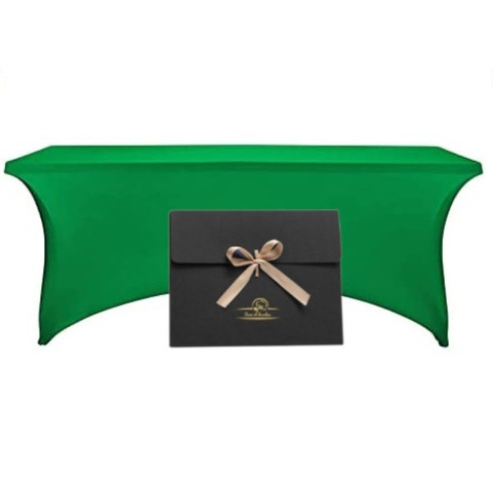 Husa pentru masa pliabila, Casa de Bumbac, elastica, pentru petreceri si evenimente, 183 x 75 cm, verde
