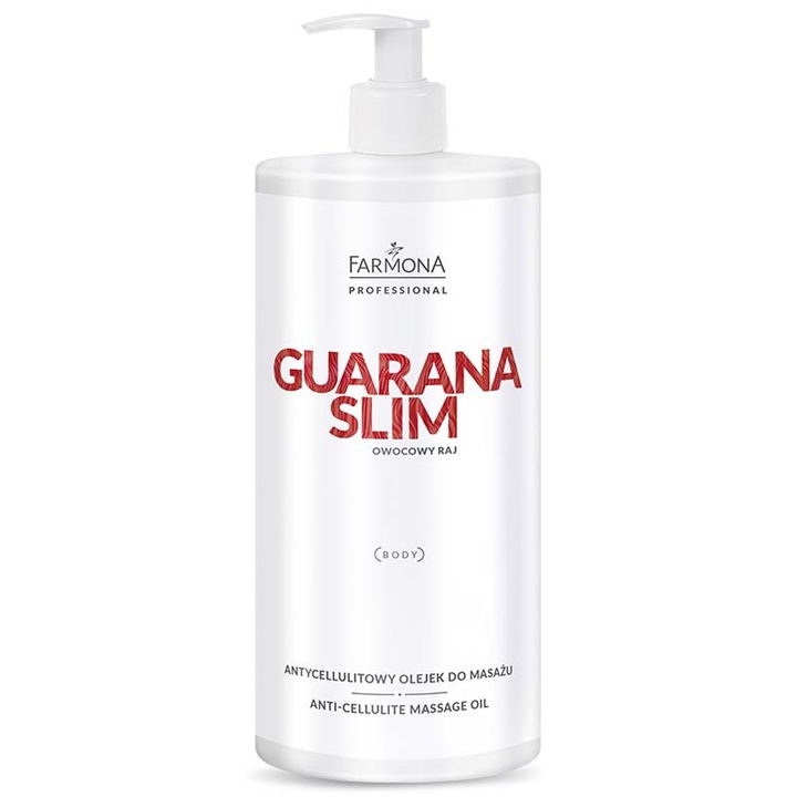 Ulei de masaj anticelulitic Farmona Guarana Slim 950ml - Formula profesionala pentru reducerea celulitei, fermitate, elasticitate, regenerare intensiva, netezire si intarirea epidermei - Ulei de corp cu ingrediente active naturale