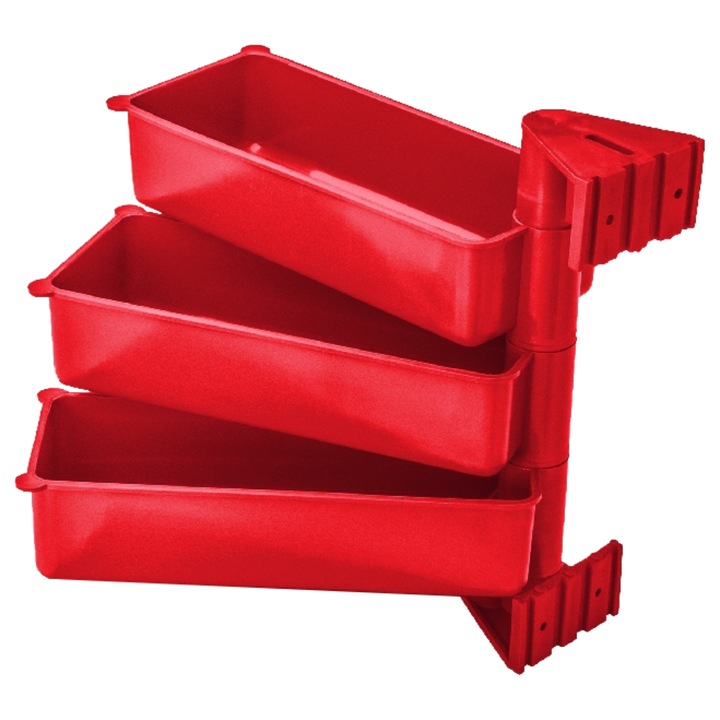 Set 3 cutii depozitare, rotative, rosu