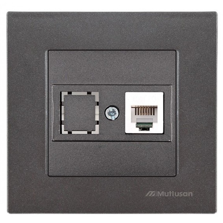 Priza computer, Mutlusan, Plastic, Rita, RJ45, Gri inchis