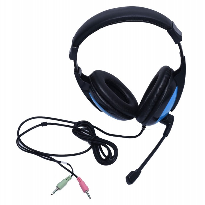 Слушалки over-ear за компютърни игри с регулируем микрофон модел LH-760, 2m, сини, AXT- BBL4580