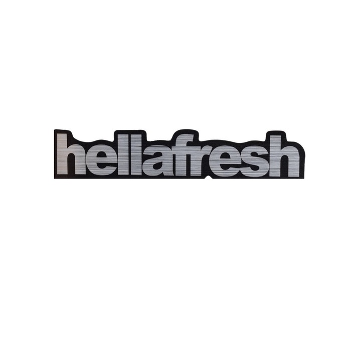 Hellafresh metál matrica, 10 cm x 3 cm, autóra, motorra, laptopra, táblagépre, fekete-metál ragasztáshoz