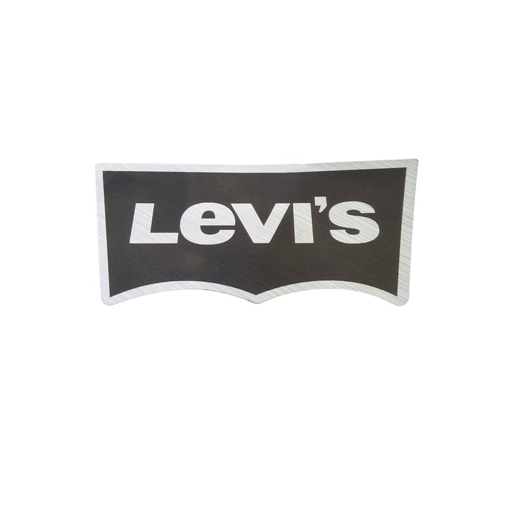 Levi's metál matrica, 9 cm x 5 cm, autóra, motorra, laptopra, táblagépre, fekete-metál ragasztáshoz