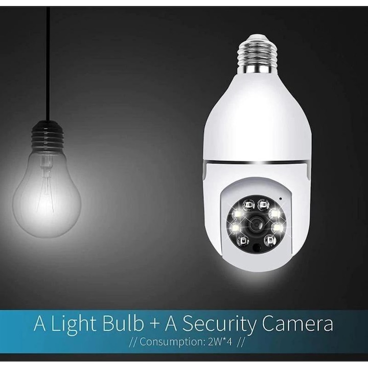 Camera Bec Camera tip bec, WI-FI, HD, Smart-Bulb, cu Senzor de Miscare si ...