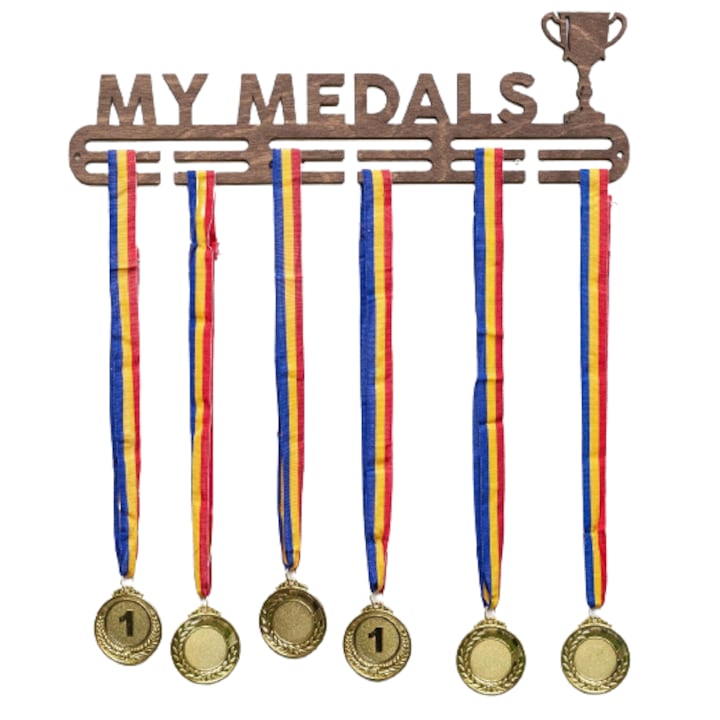 Suport medalii My Medals, pentru Sportivi, Maro, Lemn, 50 cm