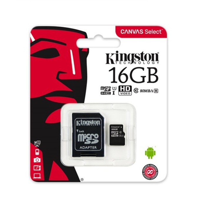 Карта памет, Kingston, Canvas Select, MicroSDHC, 16GB, 80R, Class 10, UHS-I