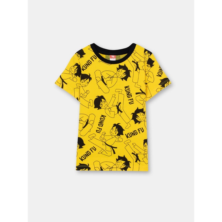 Gyerek póló Cherubino kung fu mintával, Sárga