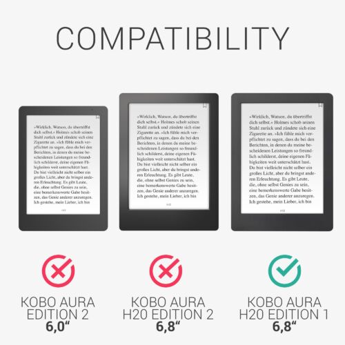 Калъф за Kobo Aura H2O Edition 1, Екологична кожа, Многоцветен, Kwmobile, 31485.34 eMAG.bg