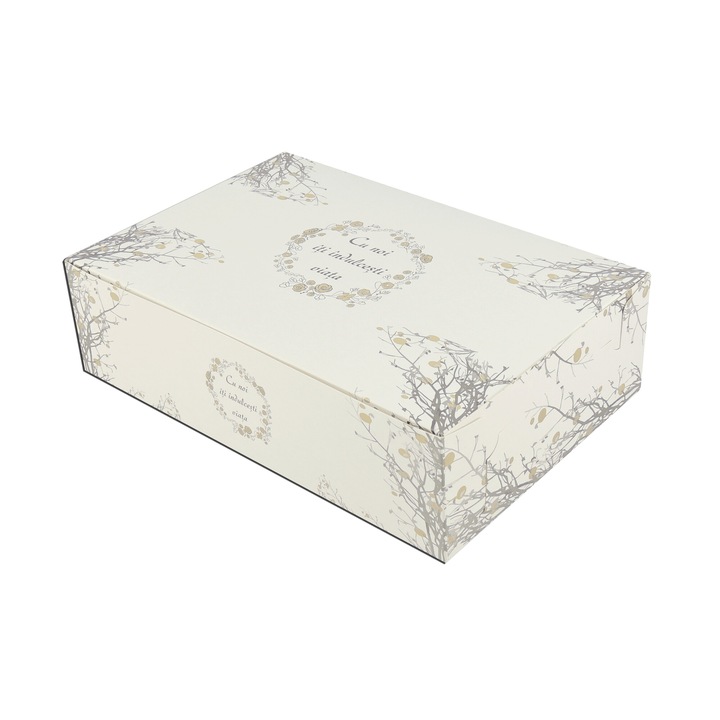 Set 25 cutii de carton, premium, pentru prajituri, GC 350 gr, 300x200x85 mm, Alb