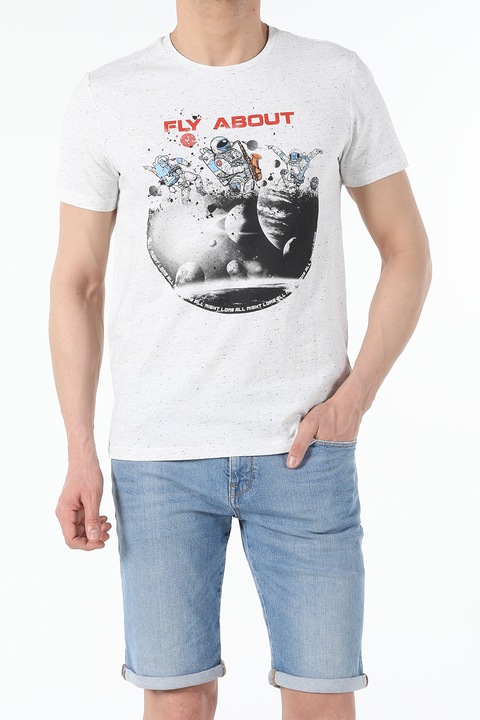 COLIN'S, Normál fazonú mintás póló, Fehér, XS