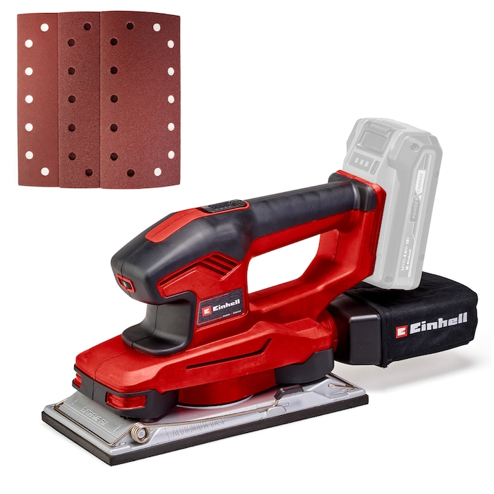 Einhell PXC TE-OS 18/230 Li Solo orbitális akkus köszörű, 18 V, rezgőkör 2,5 mm, csiszolófelület 230x115 mm, akkumulátor és töltő nélkül a szállítókészletben