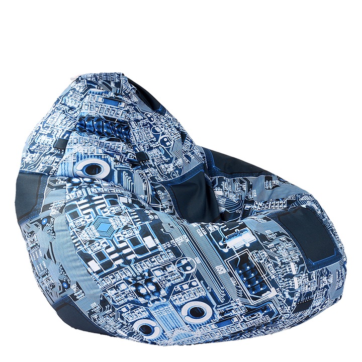 Калъф за пуф круша Pufrelax Nirvana Grande, 320л., Motherboard, Без пълнеж, Водоустойчив, Принт